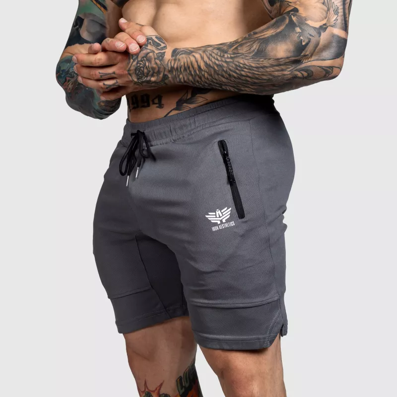 Șorturi sport Iron Aesthetics Lightning, gri închis-1