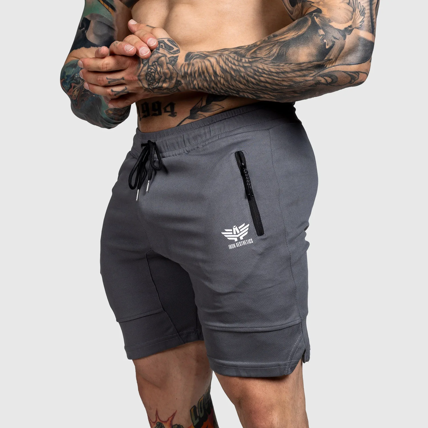 Șorturi sport Iron Aesthetics Lightning, gri închis-1