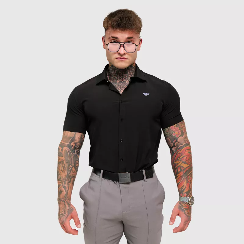 Cămașă elastică Iron Aesthetics Short Slim Stretch, neagră-3