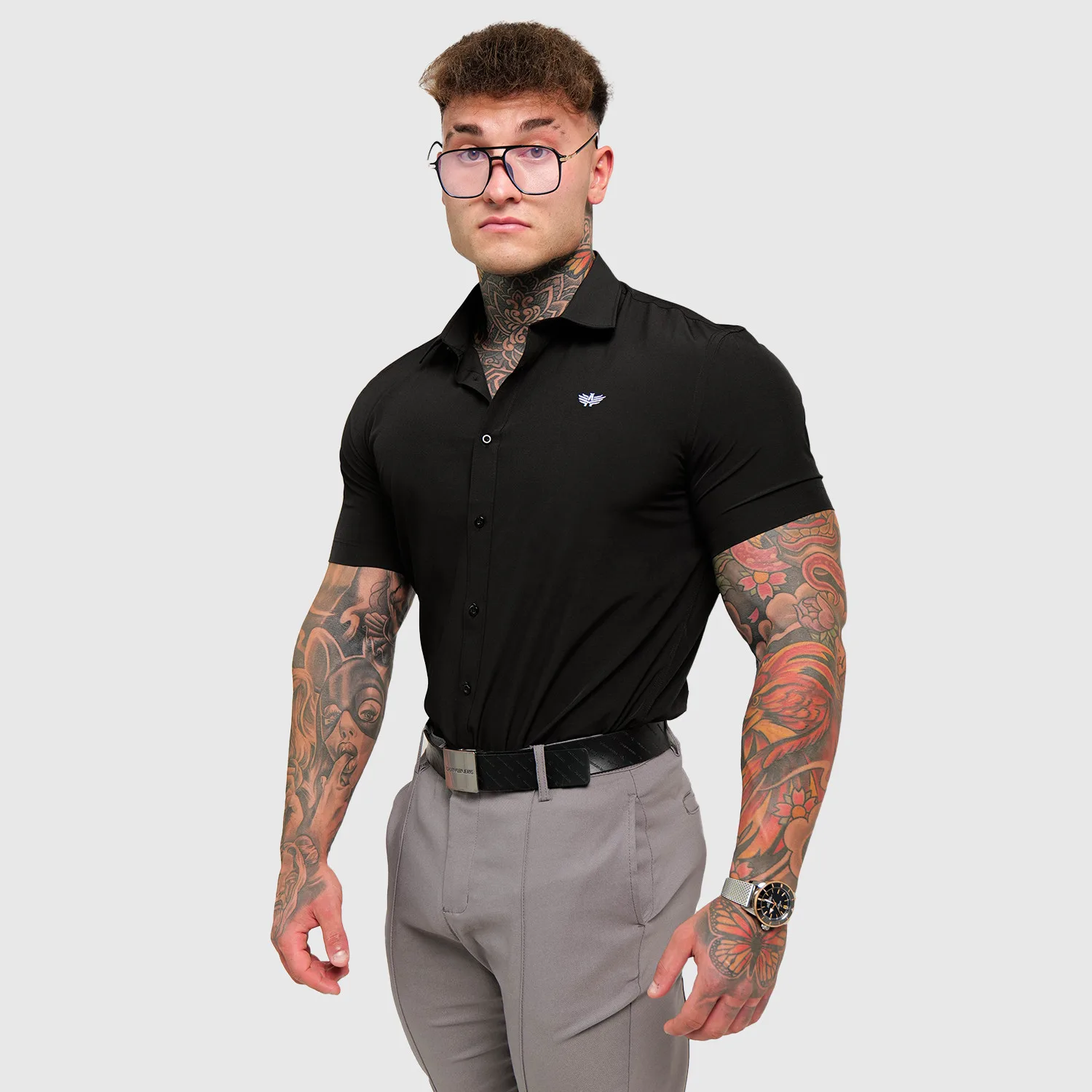 Cămașă elastică Iron Aesthetics Short Slim Stretch, neagră-1