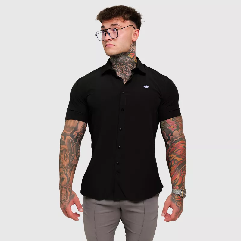 Cămașă elastică Iron Aesthetics Short Slim Stretch, neagră-4