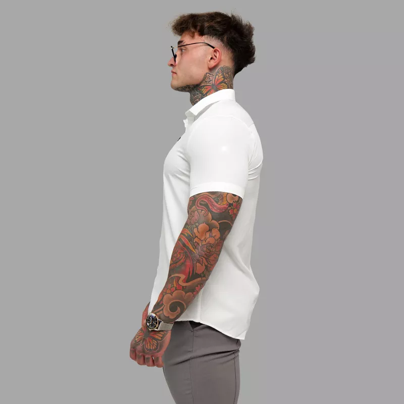 Cămașă elastică Iron Aesthetics Short Slim Stretch, albă natural-8