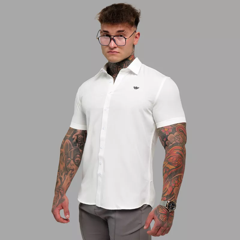 Cămașă elastică Iron Aesthetics Short Slim Stretch, albă natural-10