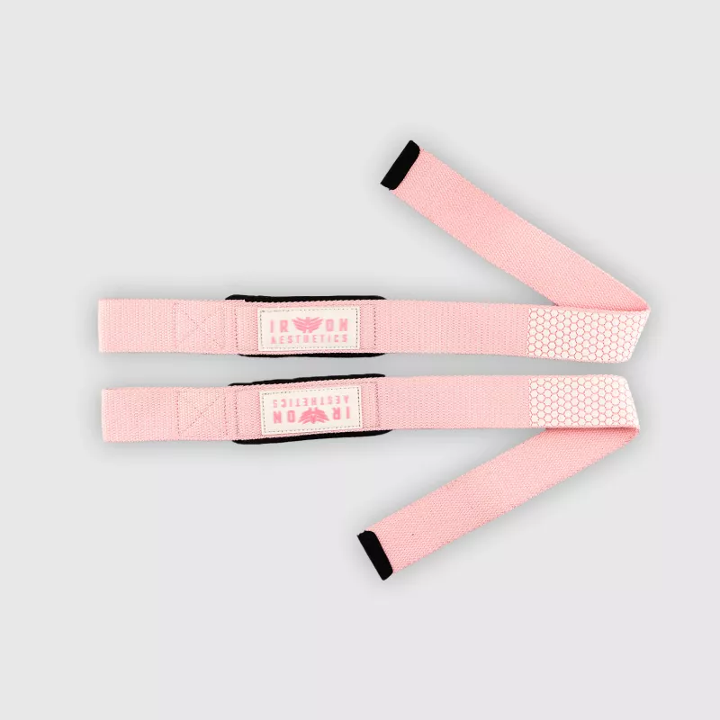 Curele cu grip Iron Aesthetics Grip Straps, roz-4