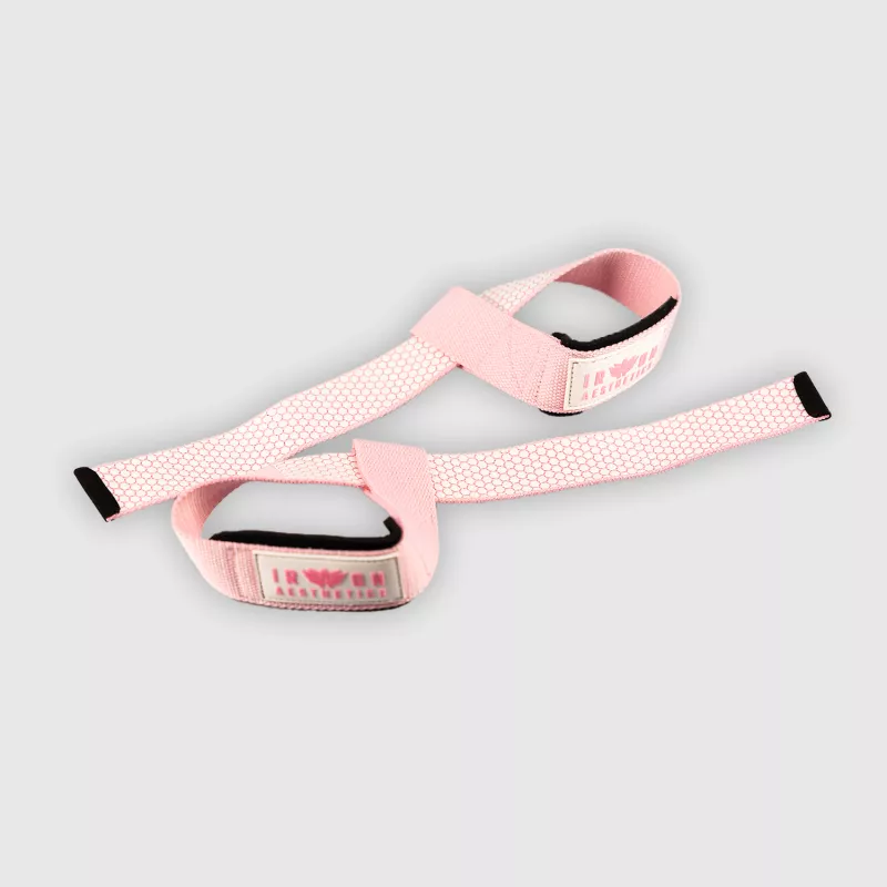 Curele cu grip Iron Aesthetics Grip Straps, roz-1