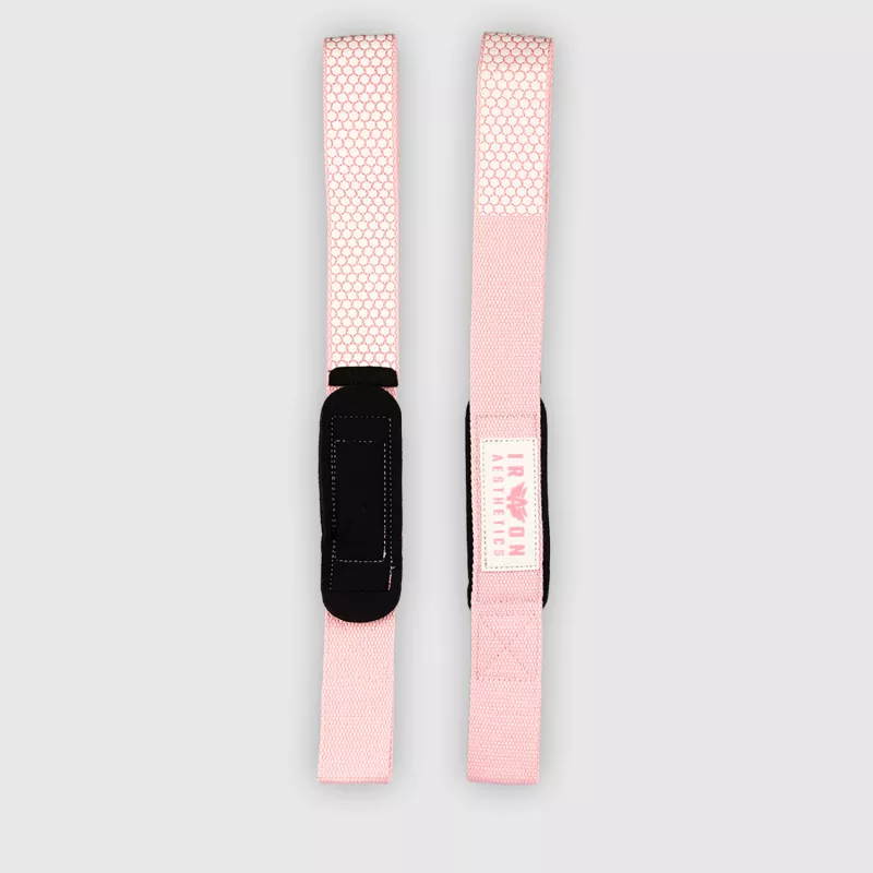 Curele cu grip Iron Aesthetics Grip Straps, roz-6