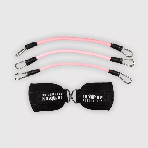 Expander de rezistență Iron Aesthetics Ankle Bands, roz
