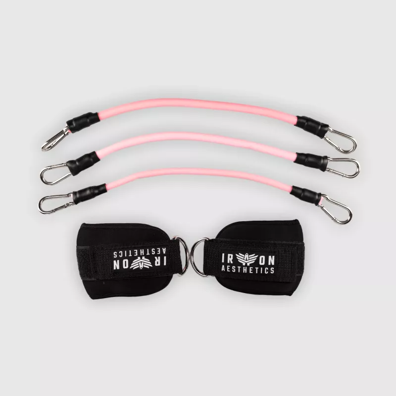 Expander de rezistență Iron Aesthetics Ankle Bands, roz-2