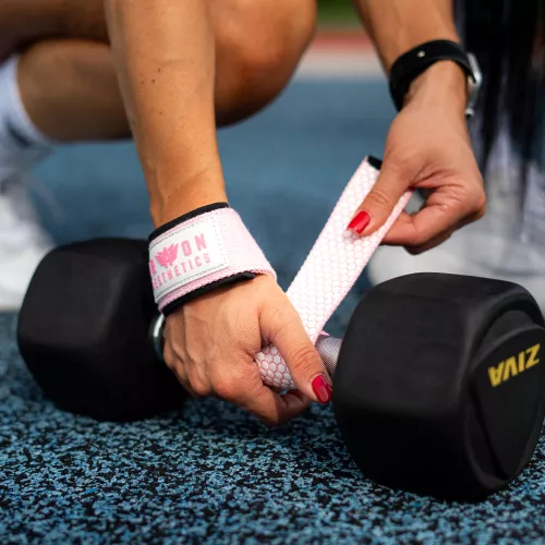Curele cu grip Iron Aesthetics Grip Straps, roz