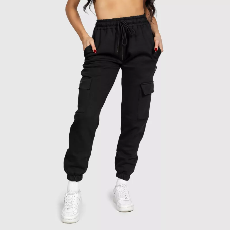 Pantaloni de trening damă Iron Aesthetics Cargo, negri-3