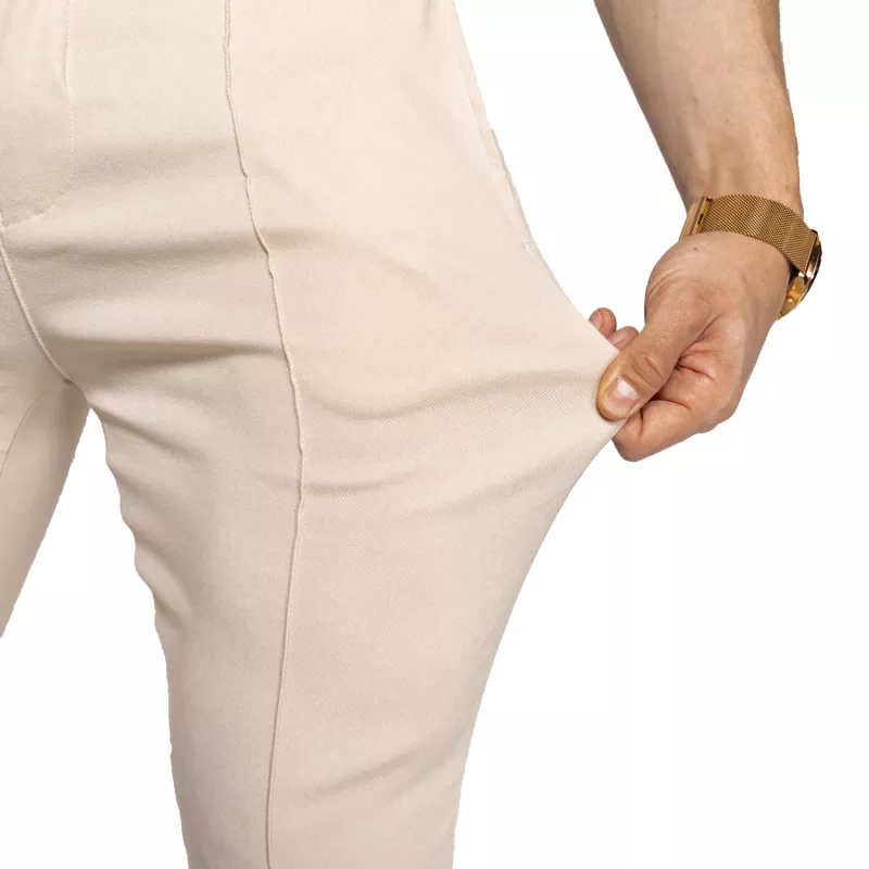 Pantaloni stretch Iron Aesthetics Excellence, bej-10