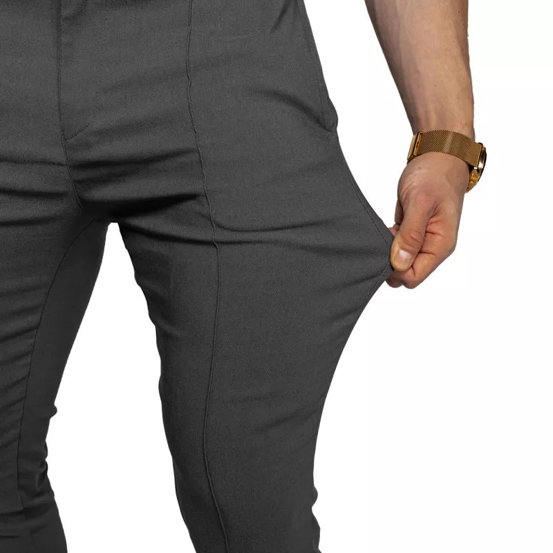 Pantaloni stretch Iron Aesthetics Excellence, gri-12