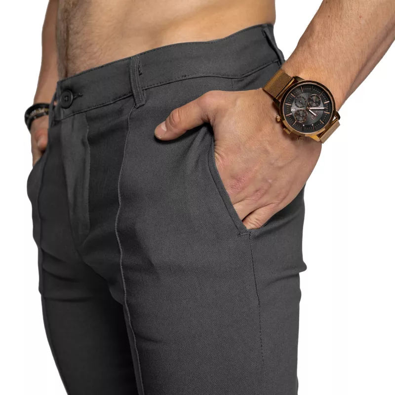 Pantaloni stretch Iron Aesthetics Excellence, gri-10