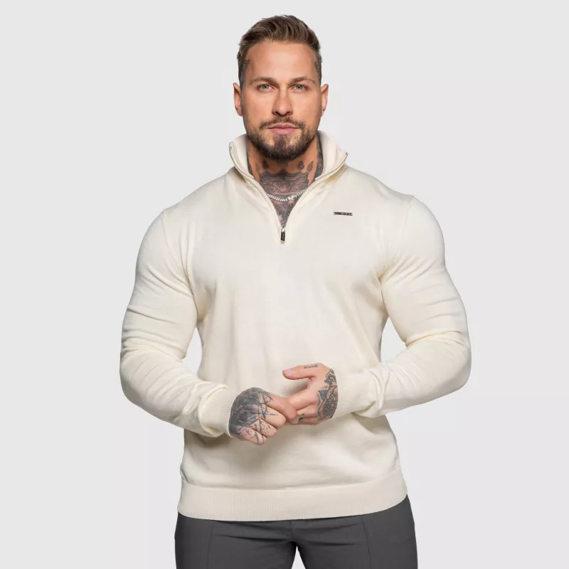 Pulover cu fermoar Iron Aesthetics Tomas, bej-3