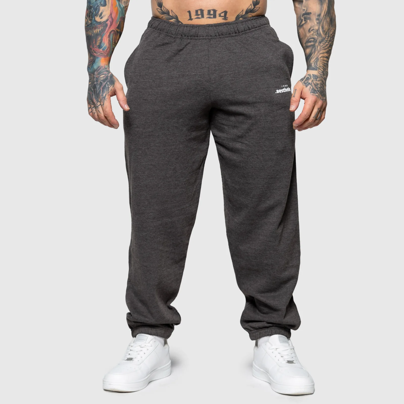 Pantaloni de trening Oversized Iron Aesthetics Relaxed, gri charcoal-1