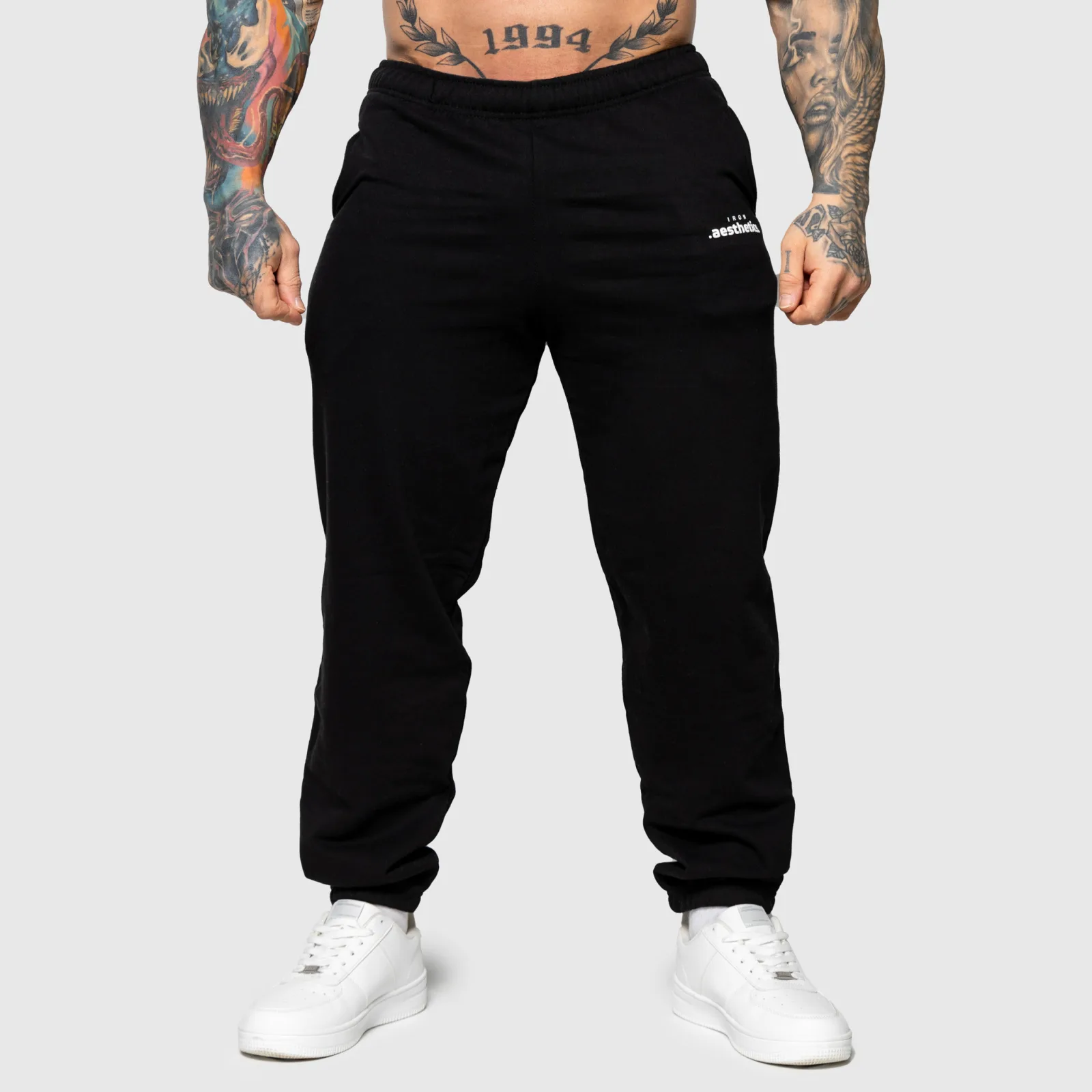 Pantaloni de trening Oversized Iron Aesthetics Relaxed, negri-1