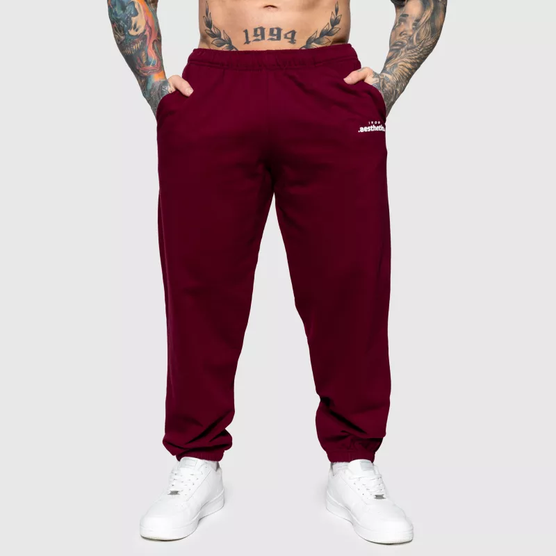 Pantaloni de trening Oversized Iron Aesthetics Relaxed, vișinii-4