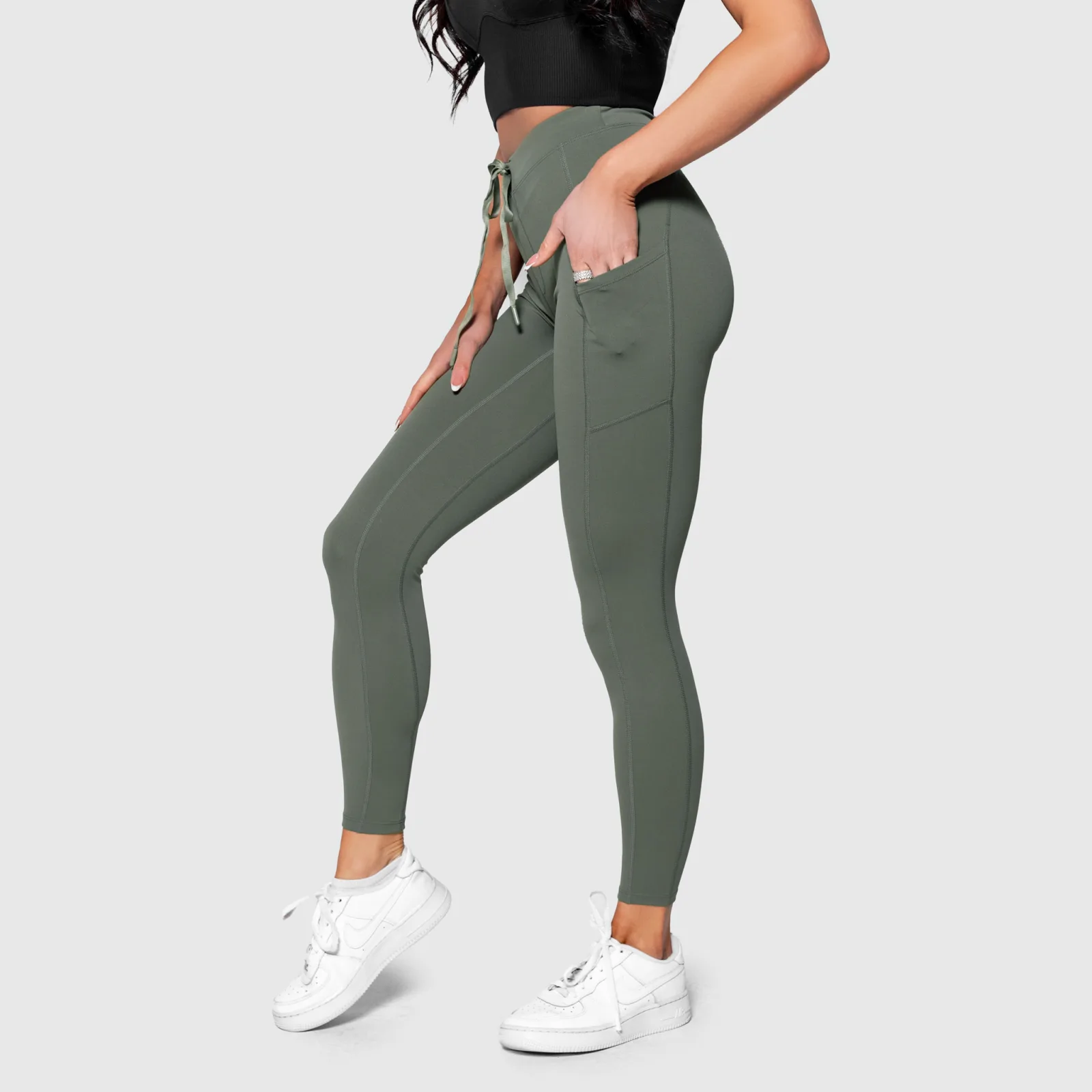 Colanți sport cu buzunare Iron Aesthetics Active, verde-1