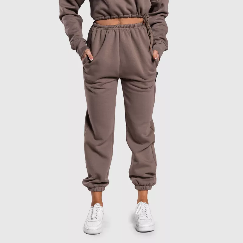 Pantaloni de trening oversized damă Iron Aesthetics Simone, maro-6