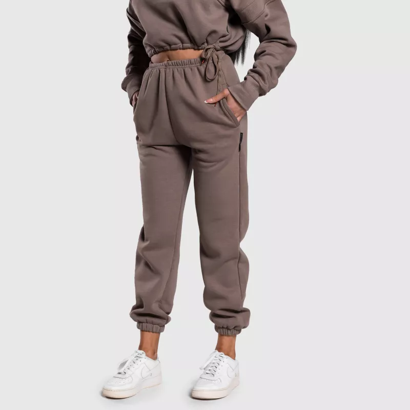 Pantaloni de trening oversized damă Iron Aesthetics Simone, maro-2