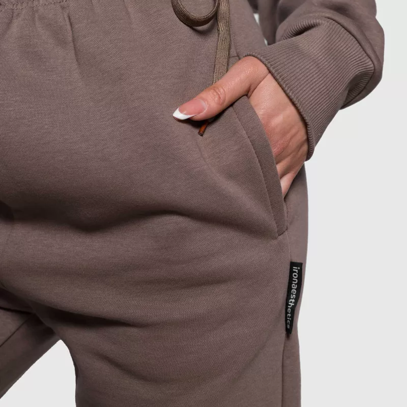 Pantaloni de trening oversized damă Iron Aesthetics Simone, maro-8