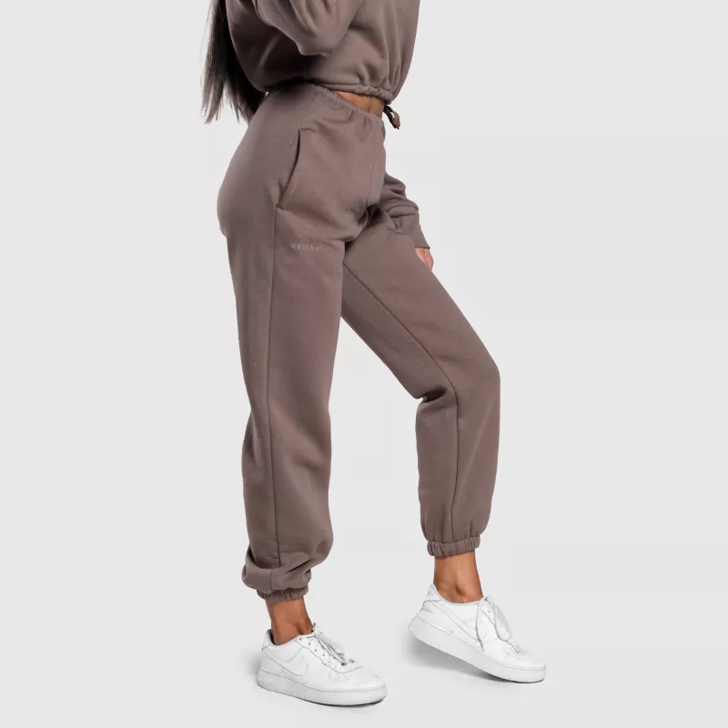Pantaloni de trening oversized damă Iron Aesthetics Simone, maro-1