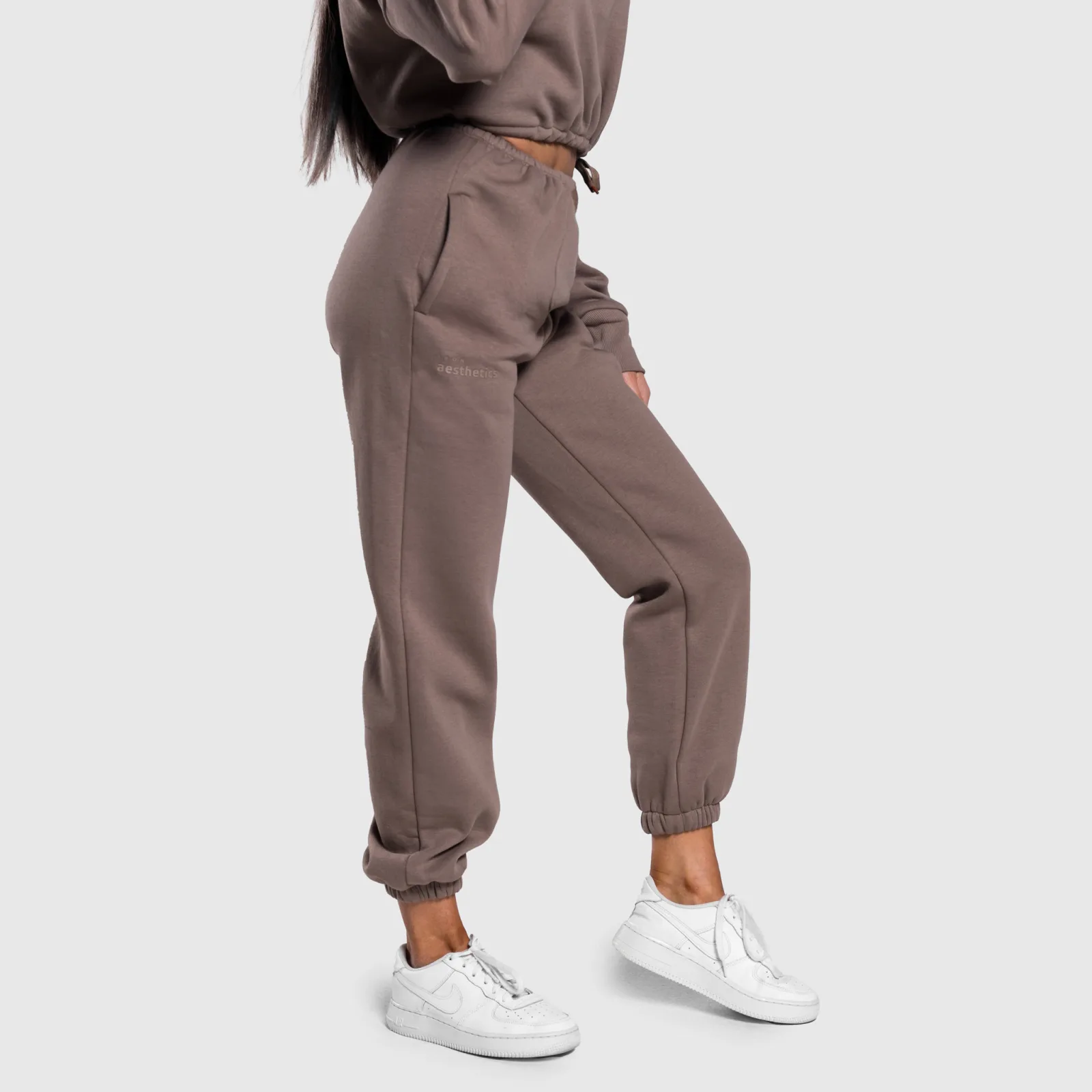 Pantaloni de trening oversized damă Iron Aesthetics Simone, maro-1