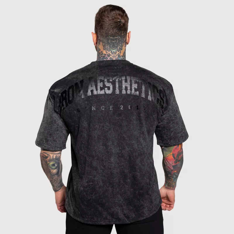 Tricou oversize Iron Aesthetics College, washed black-9