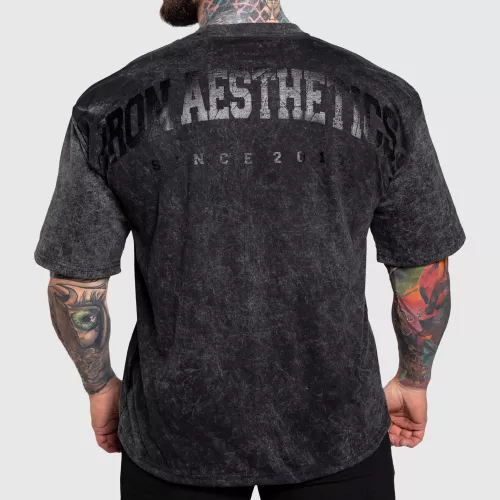 Tricou oversize Iron Aesthetics College, washed black