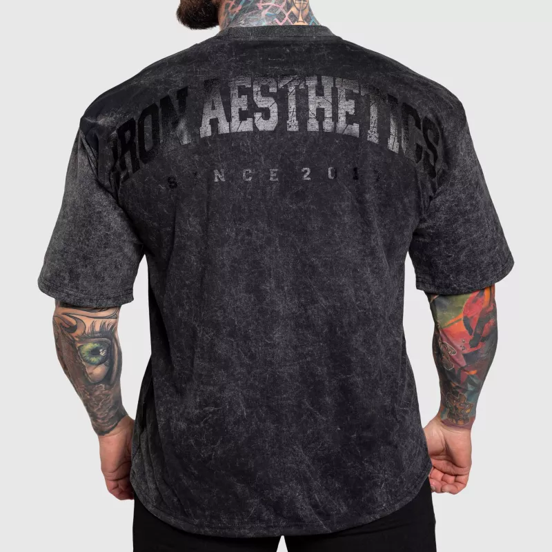 Tricou oversize Iron Aesthetics College, washed black-1