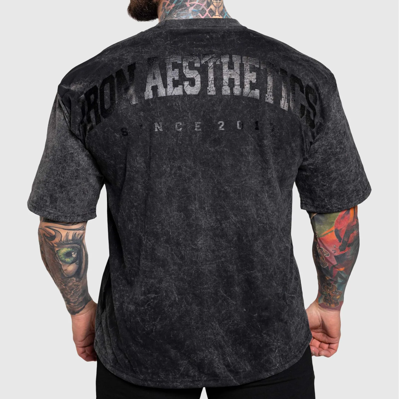 Tricou oversize Iron Aesthetics College, washed black-1