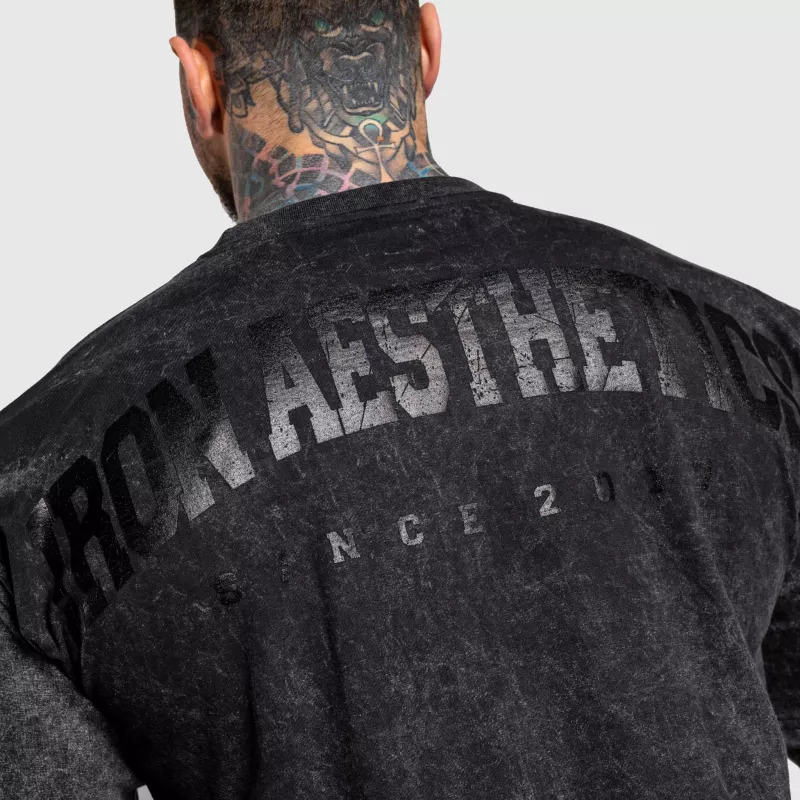 Tricou oversize Iron Aesthetics College, washed black-5