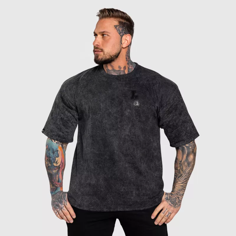 Tricou oversize Iron Aesthetics College, washed black-2