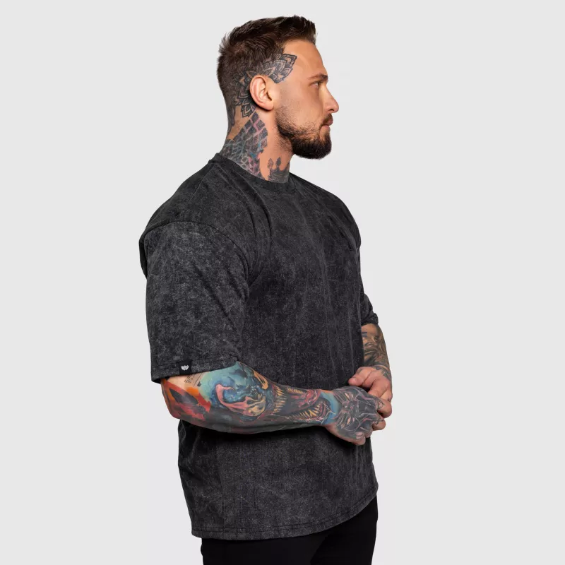 Tricou oversize Iron Aesthetics College, washed black-4