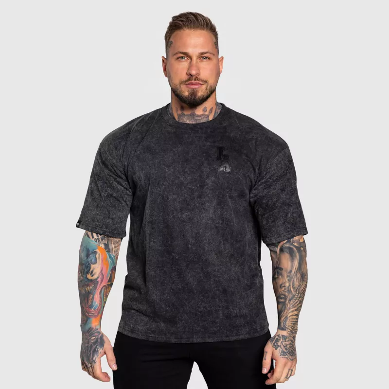 Tricou oversize Iron Aesthetics College, washed black-3