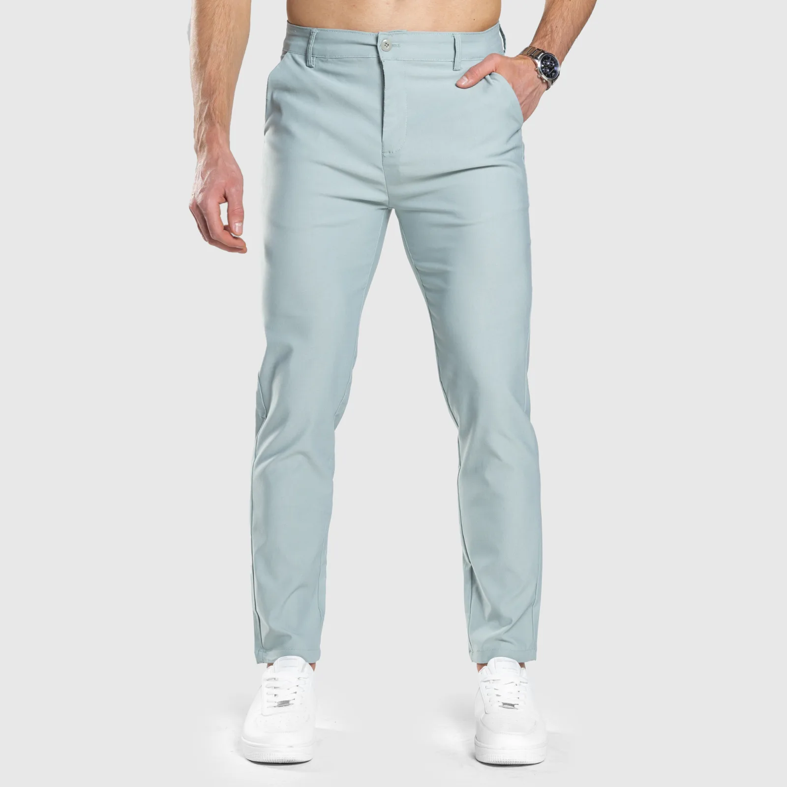 Pantaloni stretch Iron Aesthetics Classy, verzi-1
