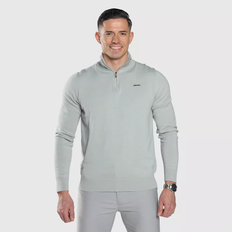 Pulover cu fermoar Iron Aesthetics Tomas, verde sage-1