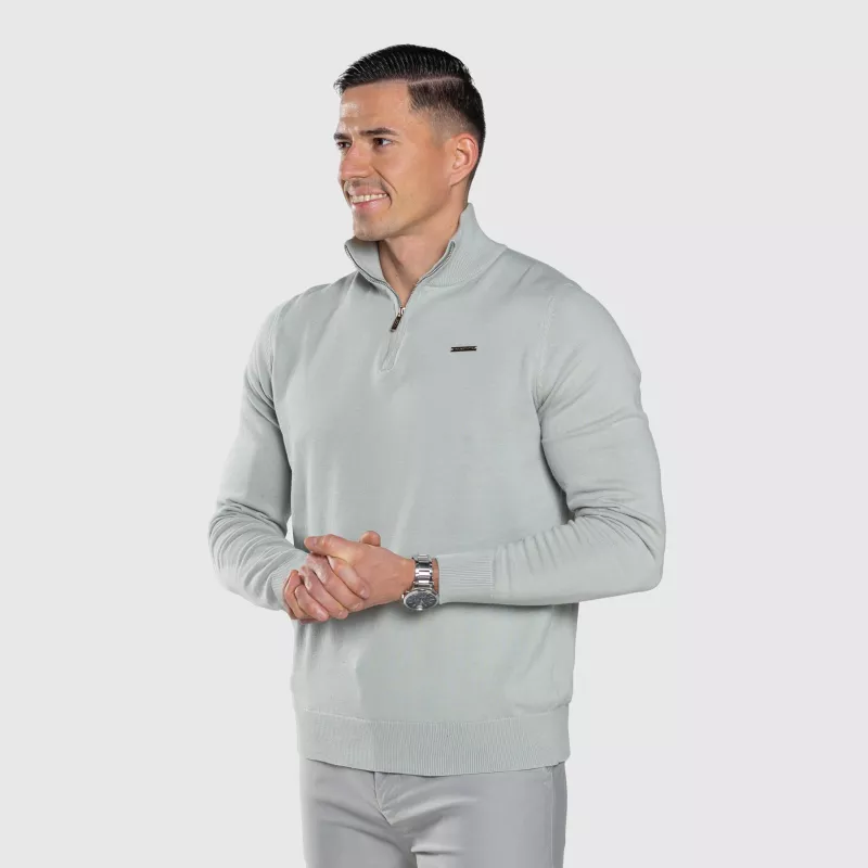 Pulover cu fermoar Iron Aesthetics Tomas, verde sage-4