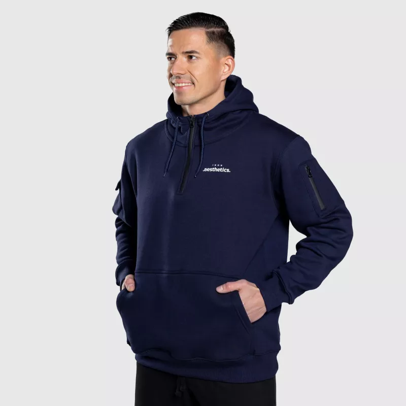 Hanorac oversize cu fermoar Iron Aesthetics Loaded, navy-3