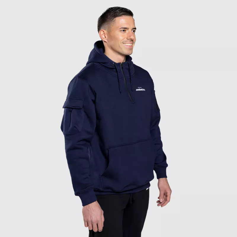 Hanorac oversize cu fermoar Iron Aesthetics Loaded, navy-2