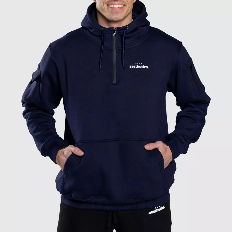 Hanorac oversize cu fermoar Iron Aesthetics Loaded, navy-1