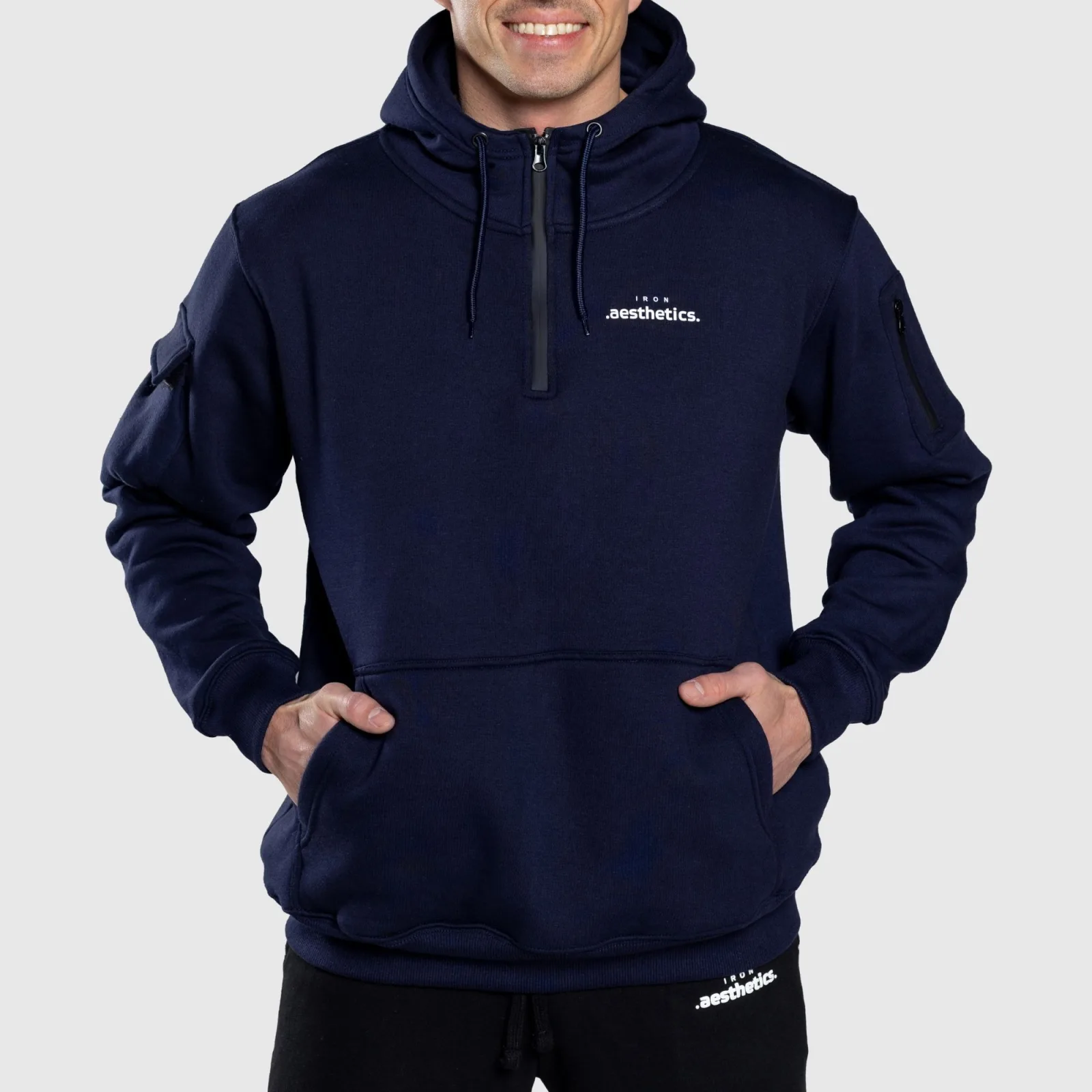 Hanorac oversize cu fermoar Iron Aesthetics Loaded, navy-1