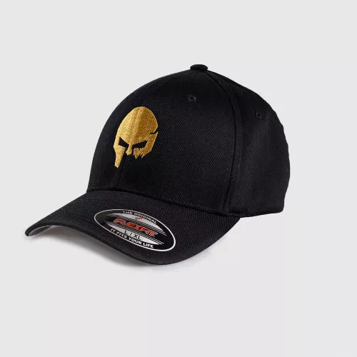 Șapcă pentru bărbați Iron Aesthetics FlexFit SKULL GOLD, neagră