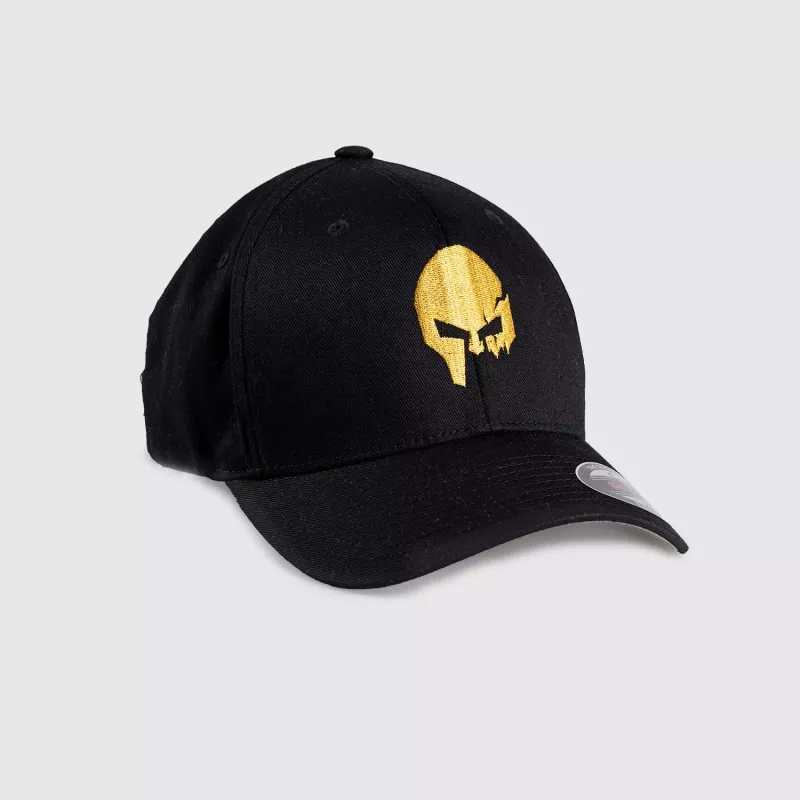 Șapcă pentru bărbați Iron Aesthetics FlexFit SKULL GOLD, neagră-3