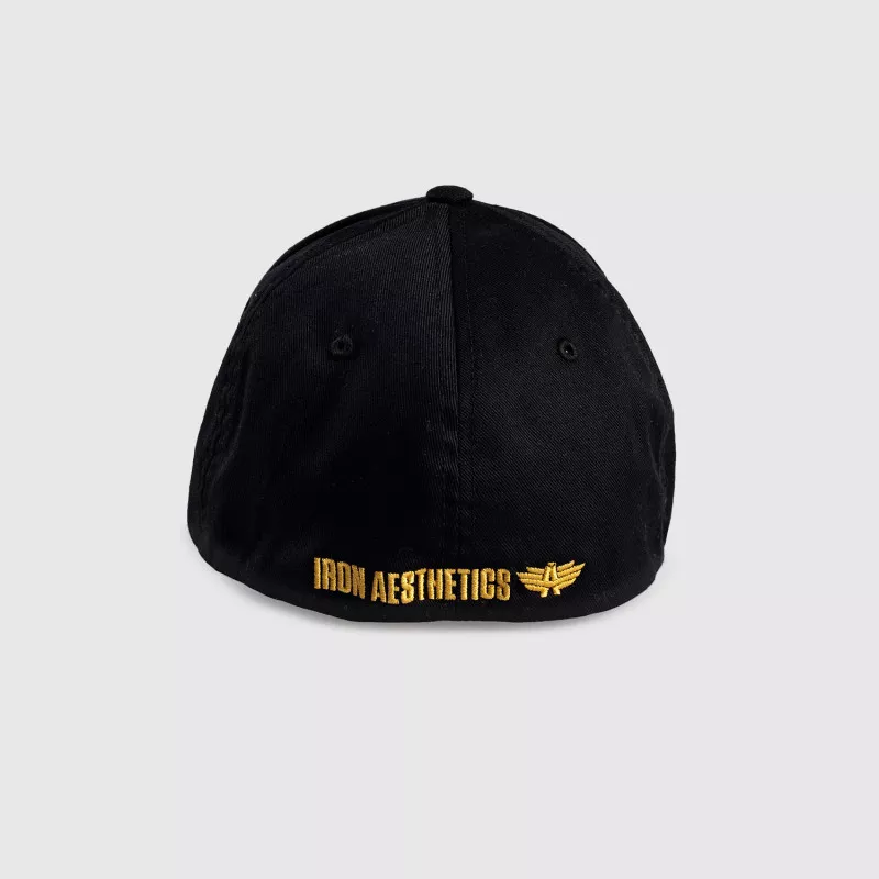Șapcă pentru bărbați Iron Aesthetics FlexFit SKULL GOLD, neagră-4