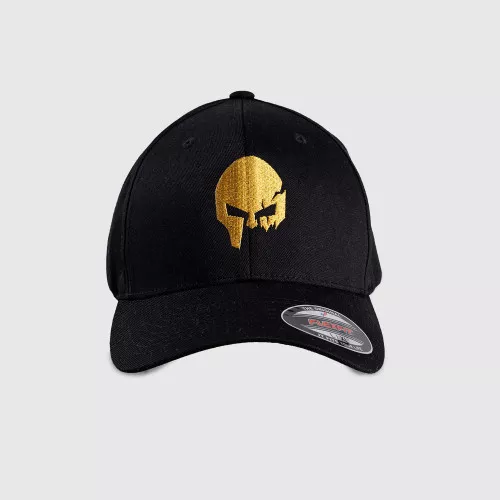 Șapcă pentru bărbați Iron Aesthetics FlexFit SKULL GOLD, neagră