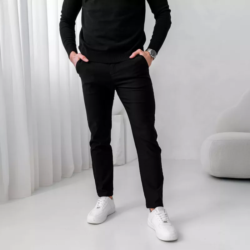 Pantaloni stretch Iron Aesthetics Classy, negri-5