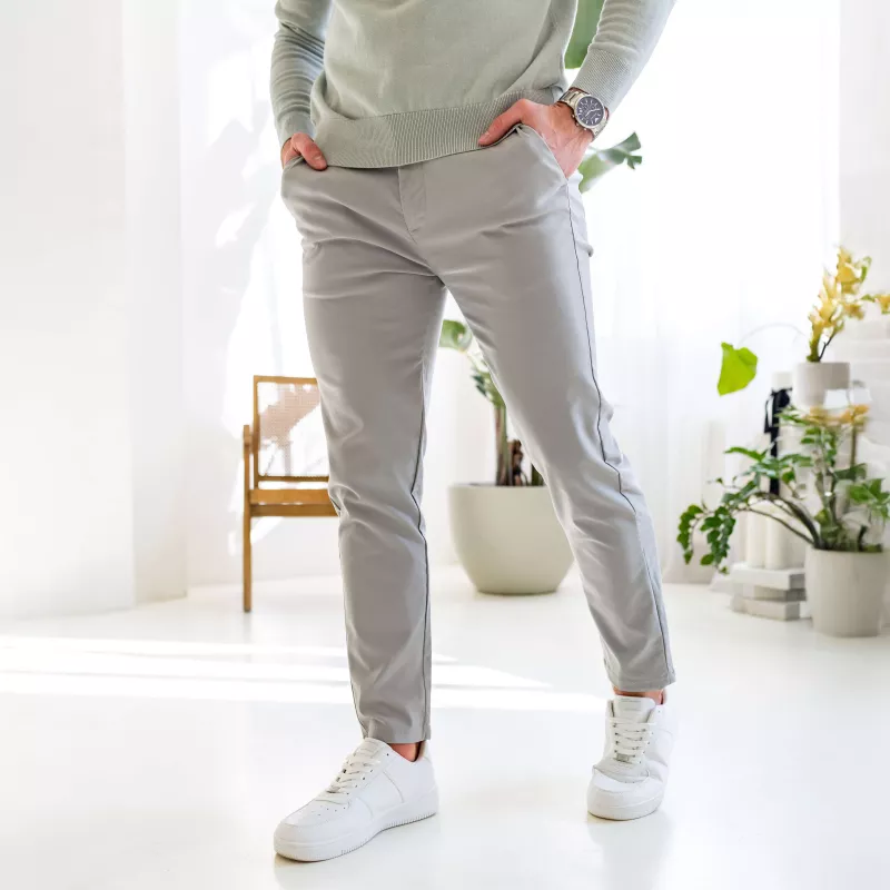 Pantaloni stretch Iron Aesthetics Classy, gri-2