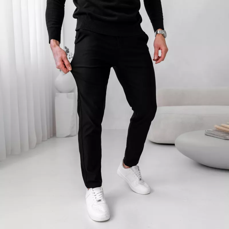 Pantaloni stretch Iron Aesthetics Classy, negri-2