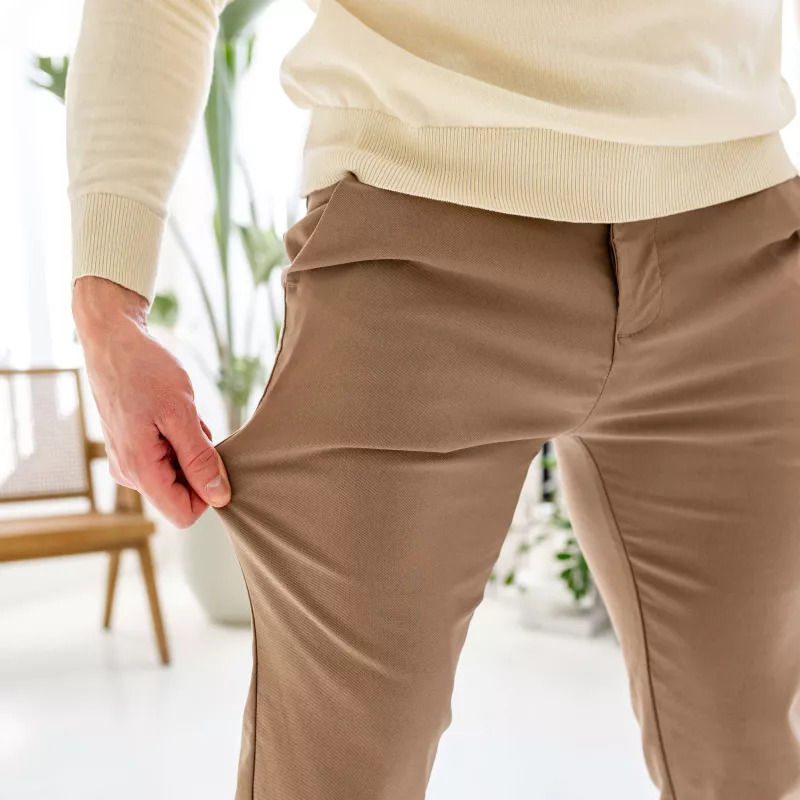 Pantaloni stretch Iron Aesthetics Classy, maro-11